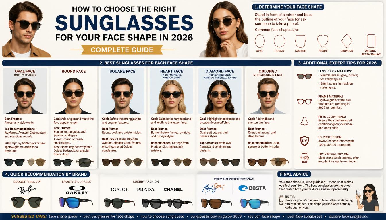 How to Choose the Right Sunglasses for Your Face Shape in 2026 – Complete Guide